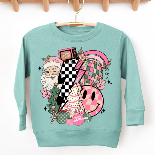 Retro Santa Christmas Sweatshirt - Toddler 2T-4T